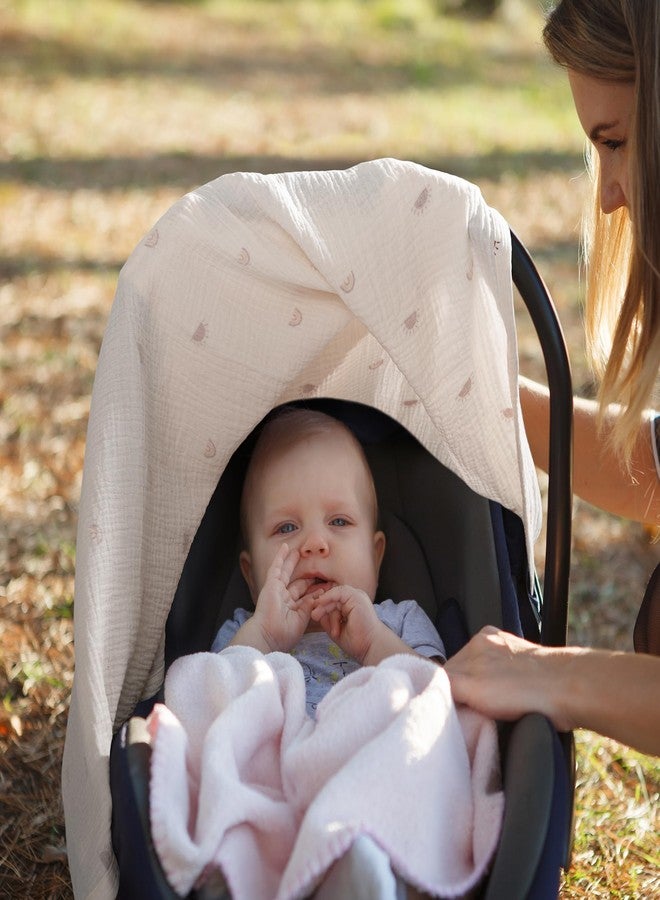 Meracorallo Muslin Baby Car Seat Cover, 100% Cotton Infant Carrier Cover, Lightweight Breathable Soft Carseat Canopy for Baby Boys and Girls (Sun Rainbow) - Image 4