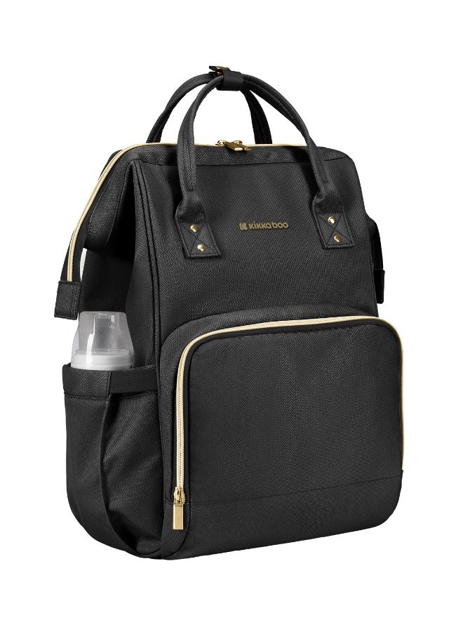KIKKABOO حقيبة ماما سيينا سوداء وذهبية 2025 - Image 4
