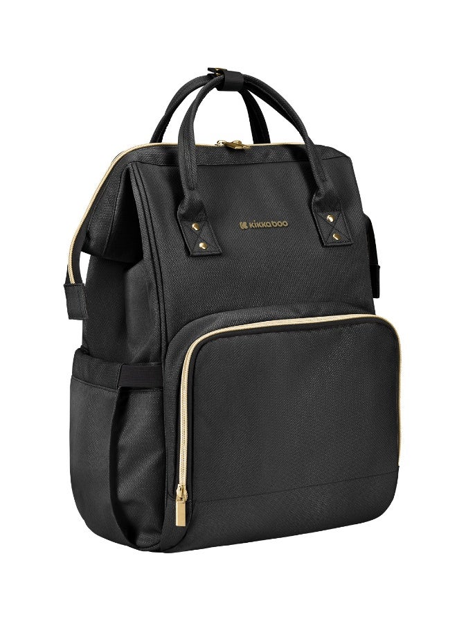 KIKKABOO حقيبة ماما سيينا سوداء وذهبية 2025 - Image 3