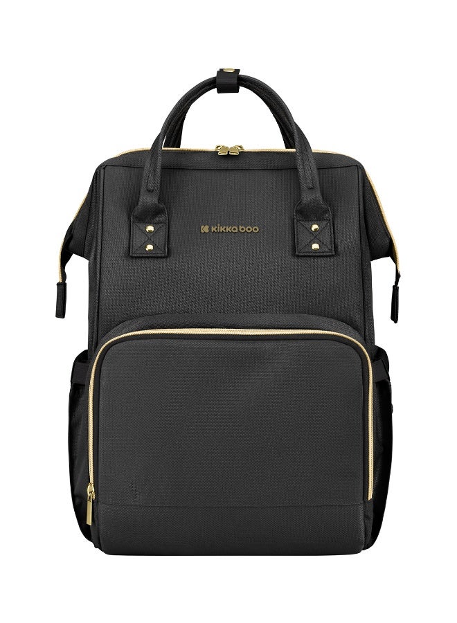 KIKKABOO حقيبة ماما سيينا سوداء وذهبية 2025 - Image 1