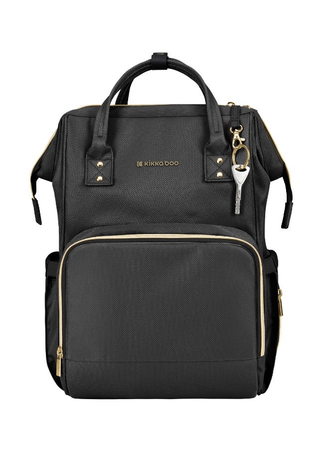 KIKKABOO حقيبة ماما سيينا سوداء وذهبية 2025 - Image 5