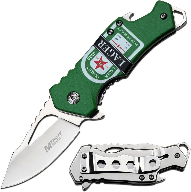 MTECH USA – Pocket Folding Knife – Fine Edge Steel Blade, Aluminum/Nylon Fiber Handle, Bottle Opener and Pocket Clip, Tactical, EDC, Self Defense- MT-A882 - Image 1
