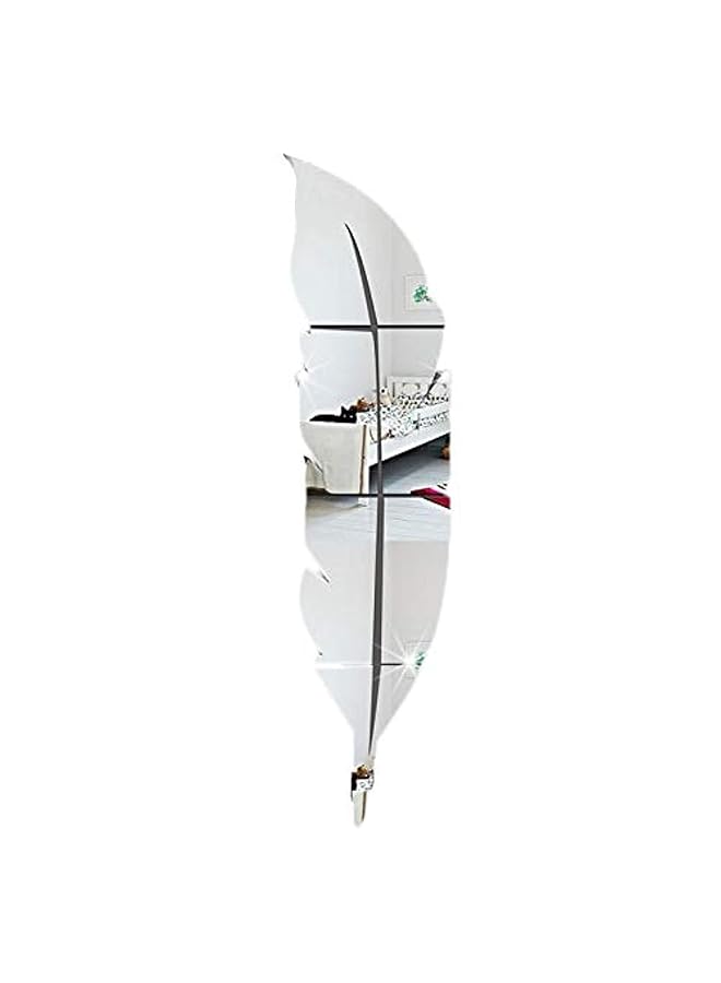 HALAMODO Silver Acrlyic Mirror Sticker Removable Feather Shape Wall Sticker - Image 1