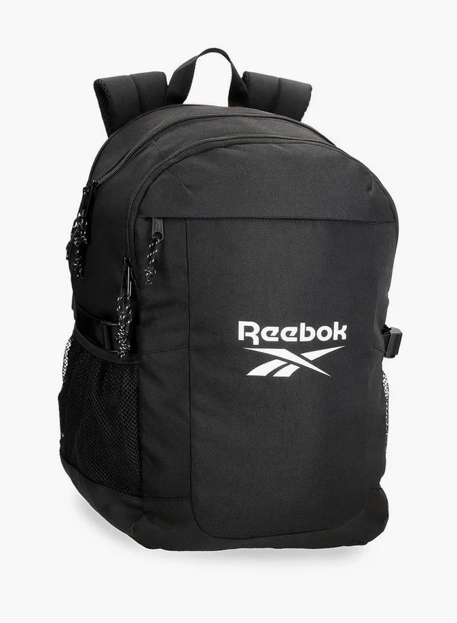Reebok Logo Print School Backpack with Adjustable Straps and Zip Closure - 38x19x43 cm