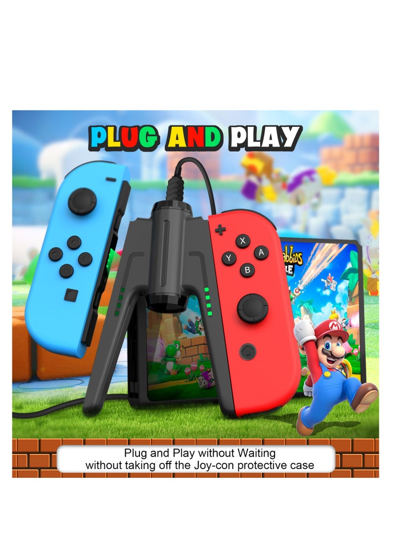 IINE Joy-con Charging Grip, Compatible with Nintendo Switch/ OLED, Switch Joy-Con Controller Charger with Indicators, Portable Joy-con Charging Grip with 1PC 1.5m Type-c Cable, Slide Design - Image 2