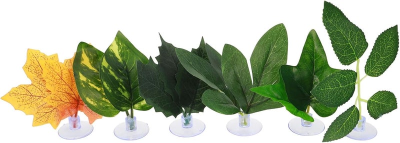 VILLCASE 6pcs Aquarium Betta Fish Leaf Pad Artificial Plastic Leaves Fish Spawning Bed with Dual-Leaf Design Decoration and Resting Habitat Random Style - Image 1