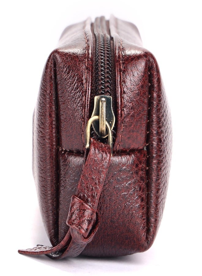HAMMONDS FLYCATCHER Leather Utility Pouch - Multi-Use Genuine Leather Pencil Case, Cosmetic Bag, Stationery Case, Makeup Brush Holder for Women & Men - School & Office Organizer - Brown - Image 3