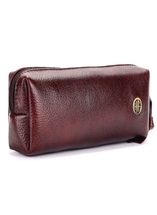 HAMMONDS FLYCATCHER Leather Utility Pouch - Multi-Use Genuine Leather Pencil Case, Cosmetic Bag, Stationery Case, Makeup Brush Holder for Women & Men - School & Office Organizer - Brown - Image 2