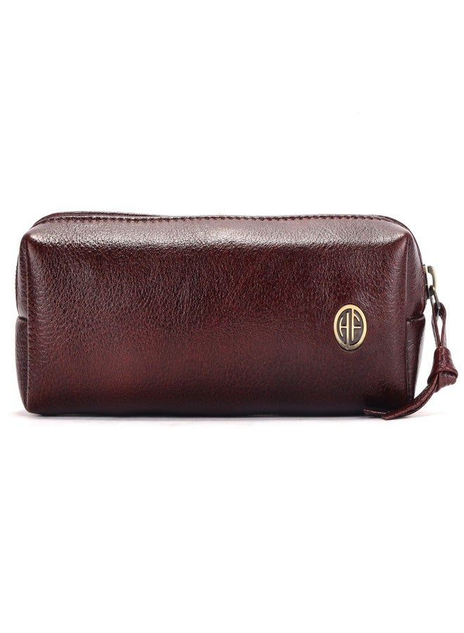 HAMMONDS FLYCATCHER Leather Utility Pouch - Multi-Use Genuine Leather Pencil Case, Cosmetic Bag, Stationery Case, Makeup Brush Holder for Women & Men - School & Office Organizer - Brown - Image 1