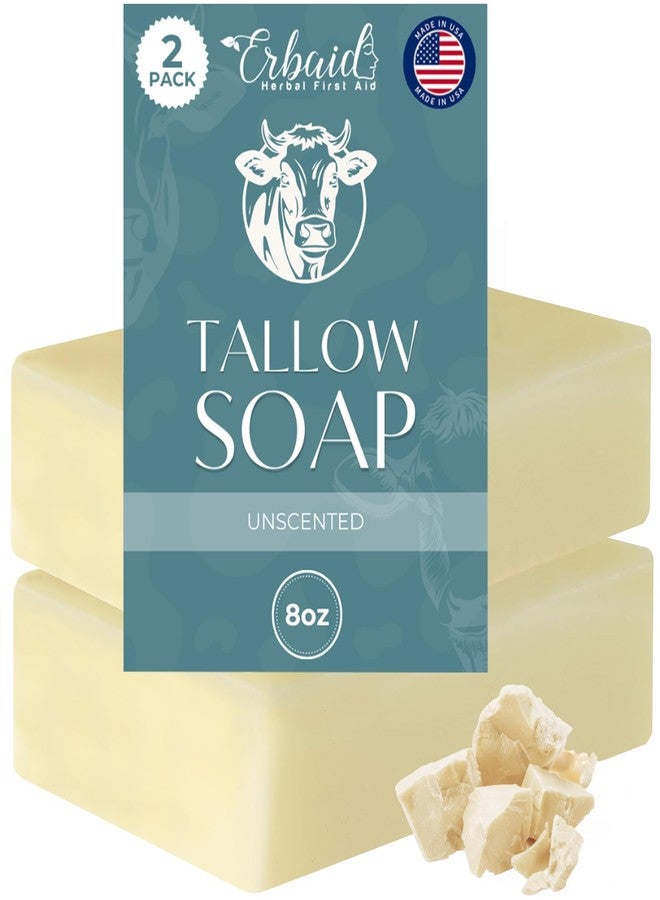 Erbaid Beef Tallow Soap Bar - All Natural Grass Fed Tallow Soap Unscented - Moisturizing Face & Body Wash Great for Eczema, Dry, Itchy, Sensitive Skin - Handcrafted Bath Soap for Adults, Kids, Made in USA - Image 1