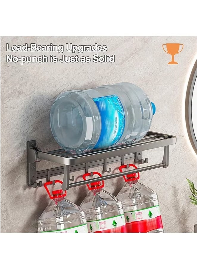 Beauenty Bathroom Towel Rack,Towel Bar and Hook,Stainless Steel,Collapsible Wall Mount Bath Rack for Bathroom/Kitchen(Gray) - Image 3