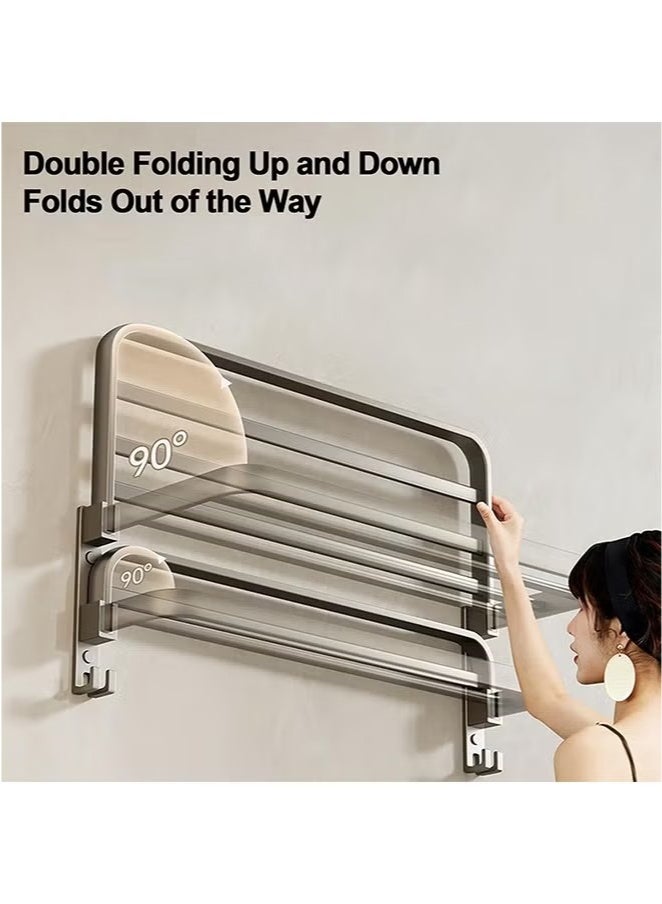 Beauenty Bathroom Towel Rack,Towel Bar and Hook,Stainless Steel,Collapsible Wall Mount Bath Rack for Bathroom/Kitchen(Gray) - Image 2