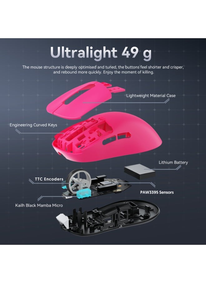Attack Shark - X3 Lightweight Wireless Gaming Mouse with Tri-Mode 2.4G/USB-C Wired/Bluetooth,Up to 26K DPI, PAW3395 Optical Sensor,5 programmable Buttons for PC/Laptop/Win/Mac - Image 1