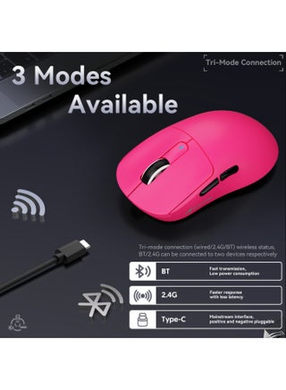 ماوس ألعاب لاسلكي خفيف الوزن X3 مع وضع ثلاثي 2.4G/USB-C سلكي/بلوتوث، حتى 26 ألف نقطة في البوصة، مستشعر بصري PAW3395، 5 أزرار قابلة للبرمجة للكمبيوتر الشخصي/الكمبيوتر المحمول/Win/Mac - view 3