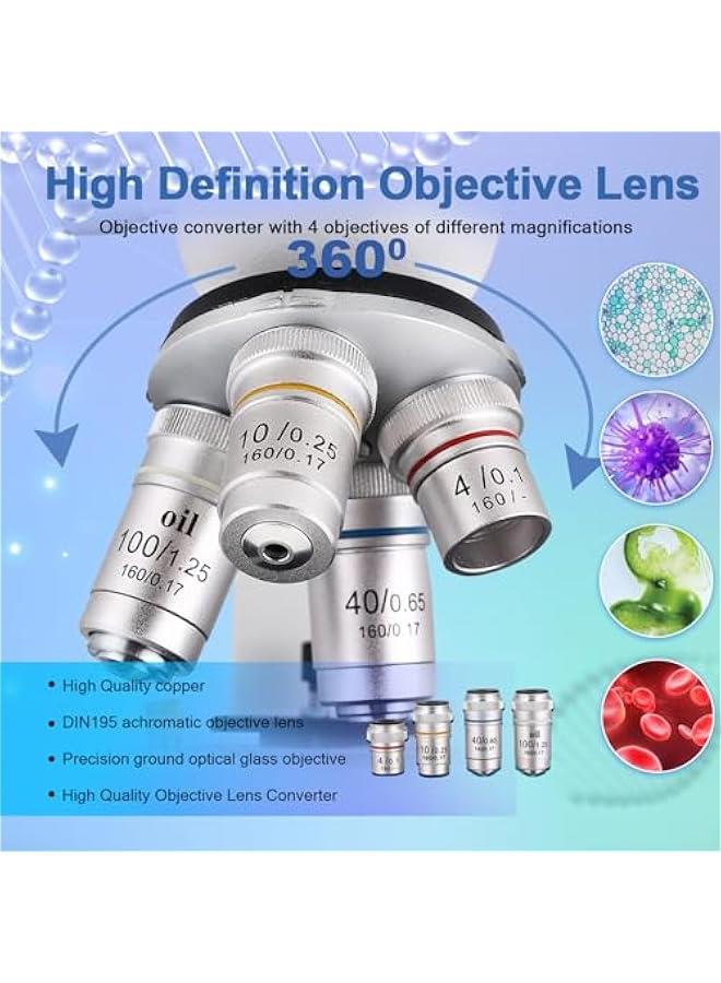 Arabest Compound Trinocular Microscope, 40X-5000X Magnification, Research Grade Professional Microscope with USB Camera and Mechanical Stage, Microscope for Adults  - Image 2