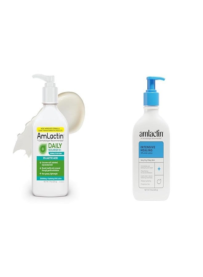 AmLactin Daily Nourish 5% 7.9oz and Intensive Healing 15% 7.9oz Body Lotions Bundle - Image 1