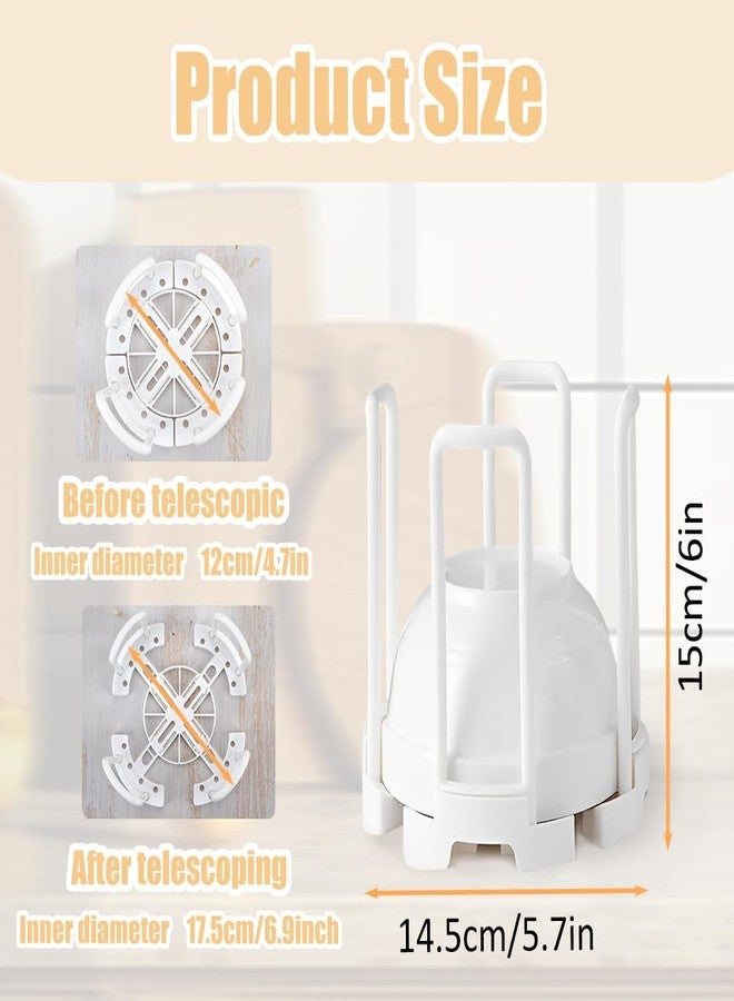 DIBALIYI 2 Pcs Bowl Rack for Kitchen Cutlery, Retractable Plastic Dish Rack, White Removable Plate Holders Drain Rack, Reusable Multifunctional Plate Organizer for Stacking Bowls and Small Plates - Image 2