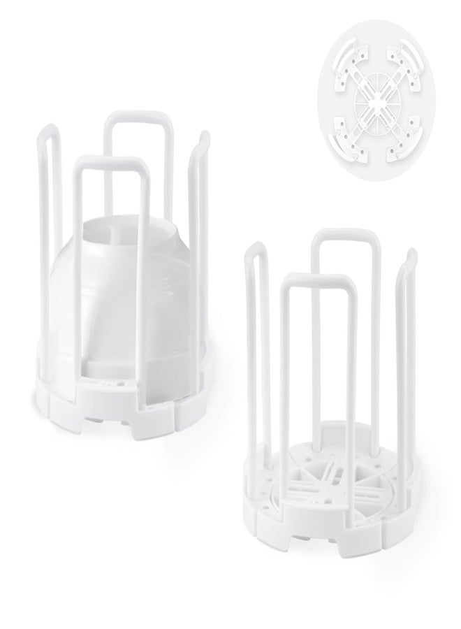 DIBALIYI 2 Pcs Bowl Rack for Kitchen Cutlery, Retractable Plastic Dish Rack, White Removable Plate Holders Drain Rack, Reusable Multifunctional Plate Organizer for Stacking Bowls and Small Plates - Image 1