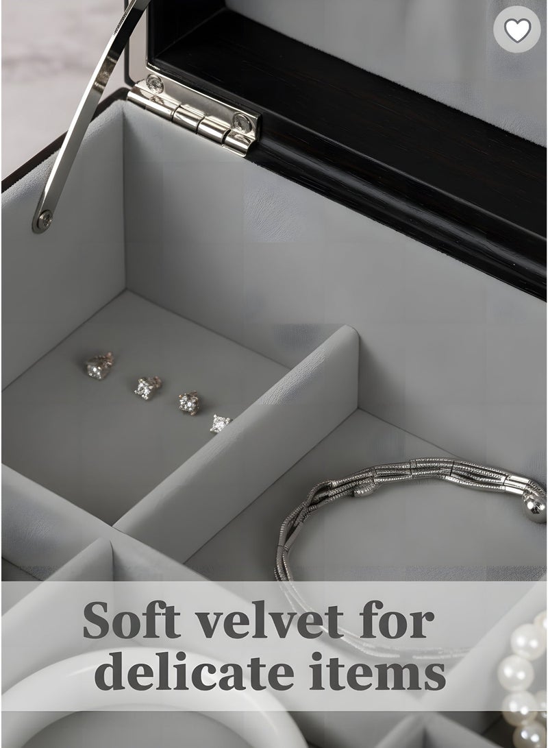 wowofa Jewellery Box With Removable Tray, PU Leather Organizer With Lock For Necklaces, Earrings, Bracelets, Rings & Watches, Waterproof Storage Case For Women & Girls - Image 5