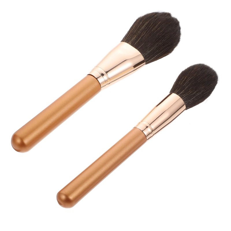 OUNONA 2Pcs Double Headed Makeup Brush with Wooden Handles High Density Fluffy Blusher Face Loose Powder Applicator for Professional Daily Use - Image 1