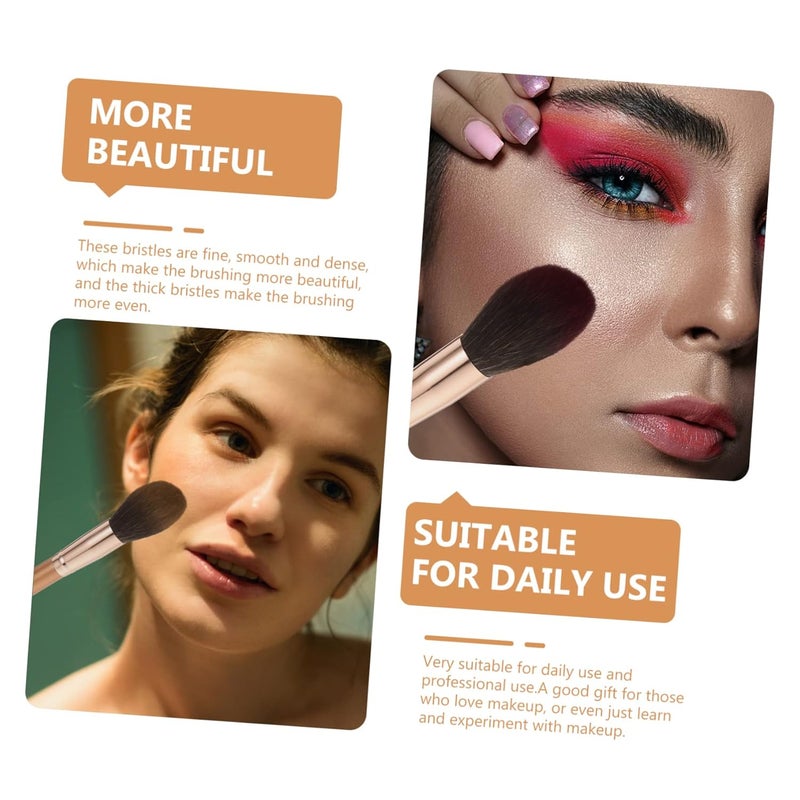 OUNONA 2Pcs Double Headed Makeup Brush with Wooden Handles High Density Fluffy Blusher Face Loose Powder Applicator for Professional Daily Use - Image 3