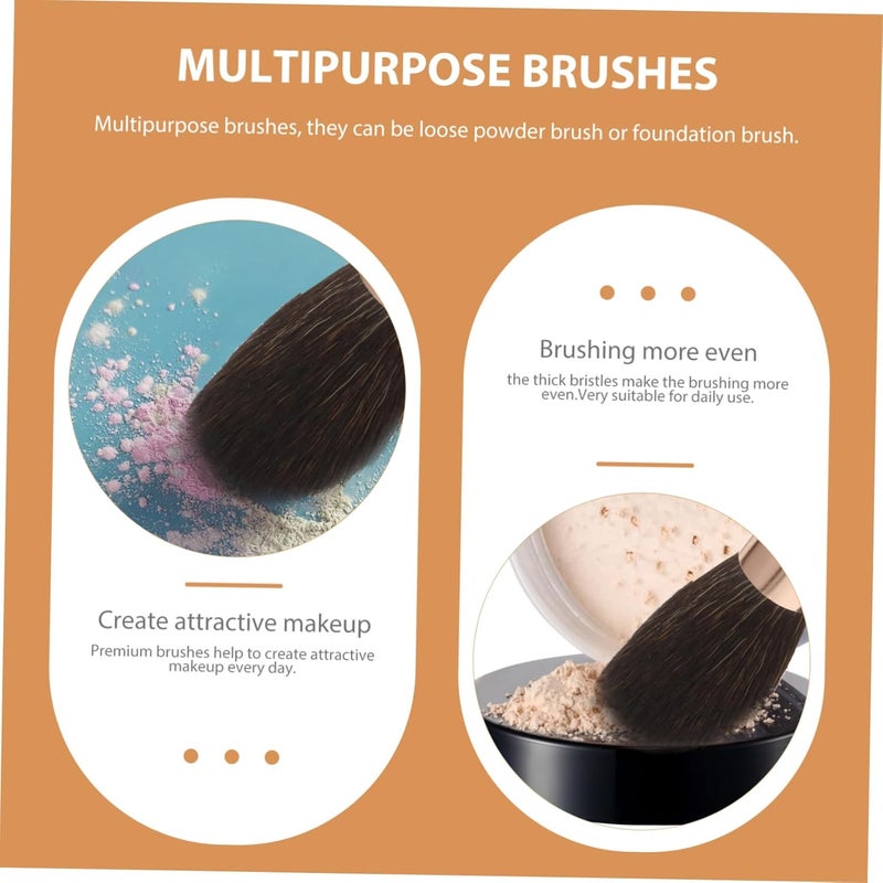 OUNONA 2Pcs Double Headed Makeup Brush with Wooden Handles High Density Fluffy Blusher Face Loose Powder Applicator for Professional Daily Use - Image 4