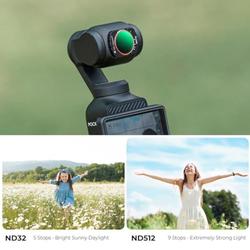 طقم فلاتر VND32-512 متوافق مع DJI Osmo Pocket 4 3 فلتر VND مع تركيب مغناطيسي محدودة التوقفات من 5 إلى 9 توقفات فلاتر الكثافة الحيادية إكسسوارات كاميرا الحركة - FD161 - Image 5
