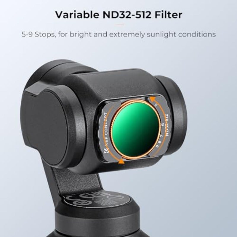 طقم فلاتر VND32-512 متوافق مع DJI Osmo Pocket 4 3 فلتر VND مع تركيب مغناطيسي محدودة التوقفات من 5 إلى 9 توقفات فلاتر الكثافة الحيادية إكسسوارات كاميرا الحركة - FD161 - Image 4