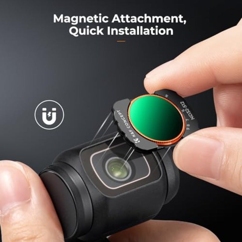 طقم فلاتر VND32-512 متوافق مع DJI Osmo Pocket 4 3 فلتر VND مع تركيب مغناطيسي محدودة التوقفات من 5 إلى 9 توقفات فلاتر الكثافة الحيادية إكسسوارات كاميرا الحركة - FD161 - Image 3