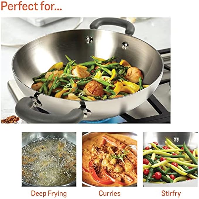 ماير مقلاة تريفانتاج كاداي ثلاثية من الفولاذ المقاوم للصدأ خالية من النيكل مع غطاء من الفولاذ المقاوم للصدأ مع قاعدة حثية كاداي صغير للقلي العميق 22 سم فضي - Image 4