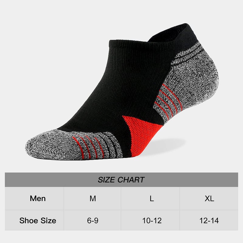 WANDER Men's Athletic Running Socks 7 Pairs Thick Cushion Ankle Socks for Men Sport Low Cut Socks 6-9/10-12 (7 Pairs Black Red, Shoe Size:6-9) - Image 2