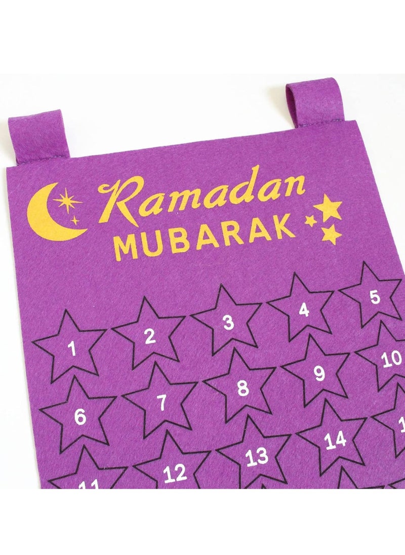 Y&D Home Decor Ramadan Advent Calendar, Acrylic Eid Mubarak DIY Countdown Calendars for Decoration, 30 Days Til Eid, Ramadan Gift for Kids Party Home Ramadan Ornament (Purple)  - Image 3