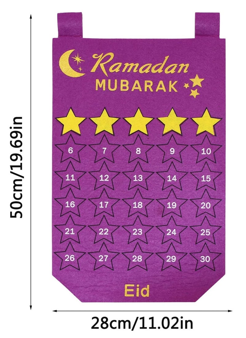 Y&D Home Decor Ramadan Advent Calendar, Acrylic Eid Mubarak DIY Countdown Calendars for Decoration, 30 Days Til Eid, Ramadan Gift for Kids Party Home Ramadan Ornament (Purple)  - Image 4