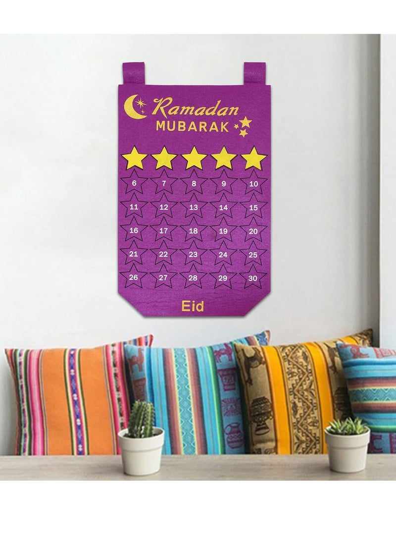Y&D Home Decor Ramadan Advent Calendar, Acrylic Eid Mubarak DIY Countdown Calendars for Decoration, 30 Days Til Eid, Ramadan Gift for Kids Party Home Ramadan Ornament (Purple)  - Image 1