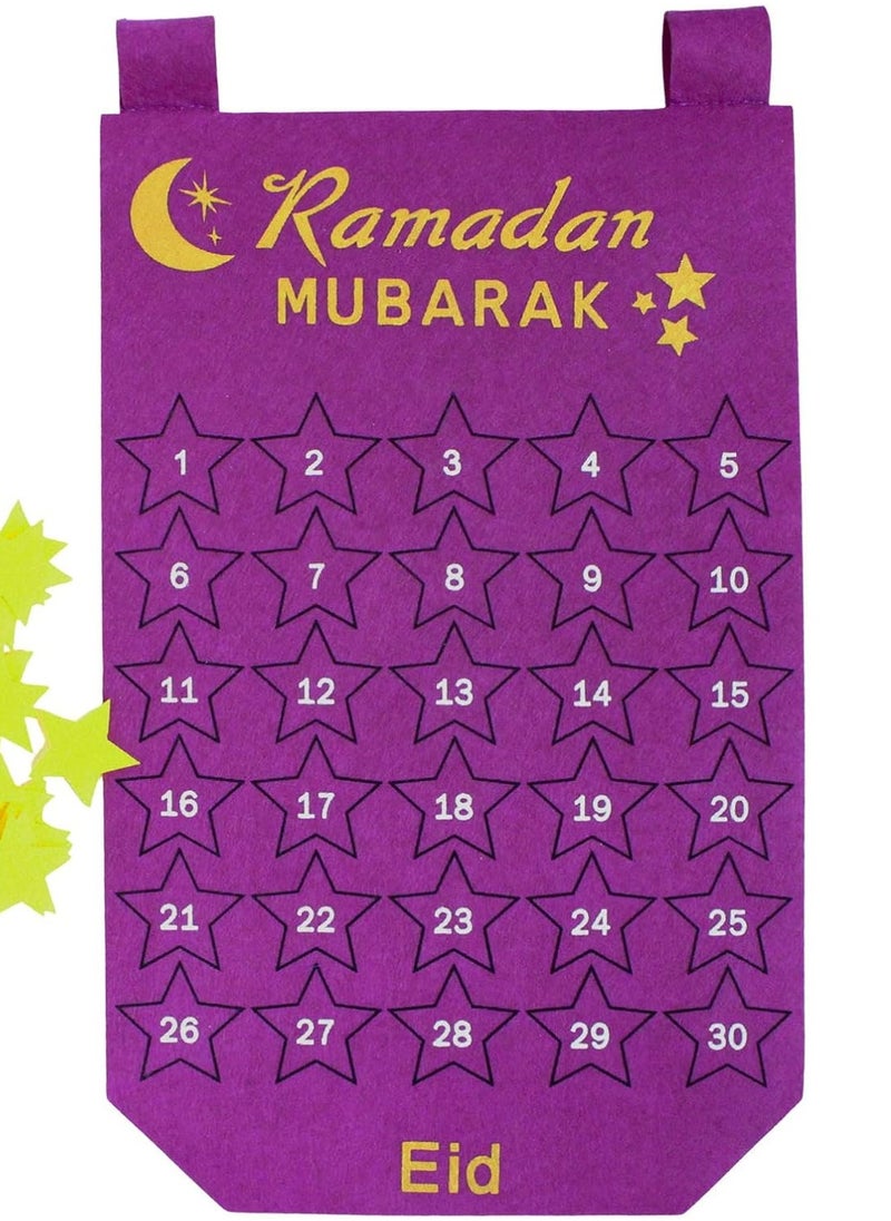 Y&D Home Decor Ramadan Advent Calendar, Acrylic Eid Mubarak DIY Countdown Calendars for Decoration, 30 Days Til Eid, Ramadan Gift for Kids Party Home Ramadan Ornament (Purple)  - Image 2