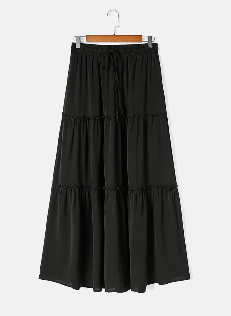 YUNIQEE Black Tiered Maxi Skirt