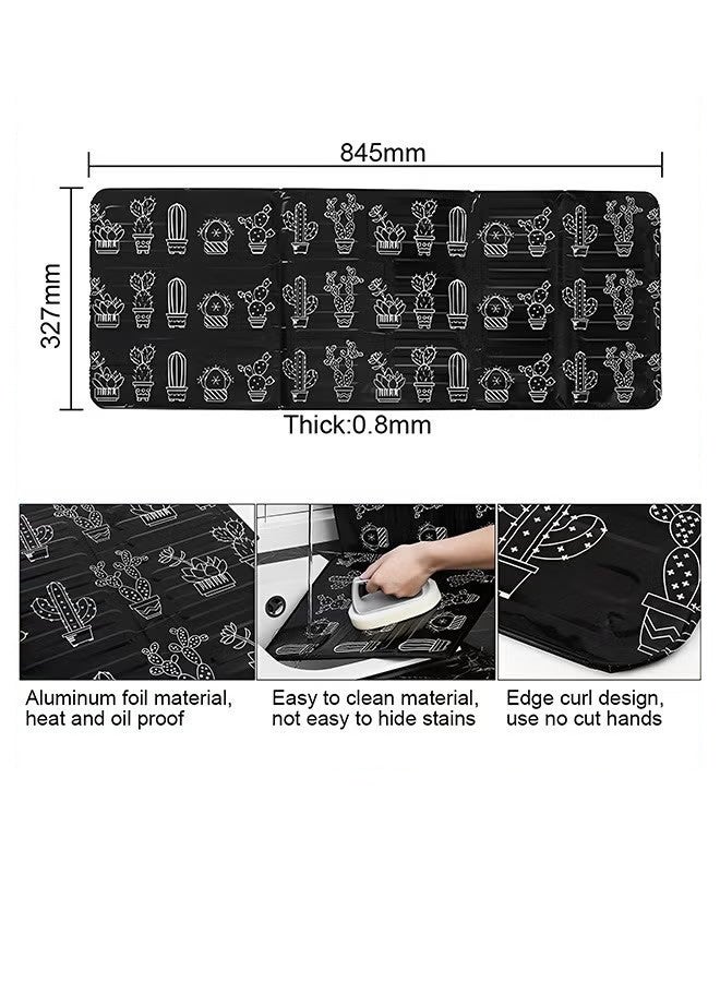 OMEVE 2-Piece Grease Splatter Guard,4 Sided Aluminum Foil Gas Stove Oil Splatter Shield,Nonstick Oil Splash Insulation Board Oil Splatter,Guard Stove Heat Insulation Board For Cooking,Black - Image 2
