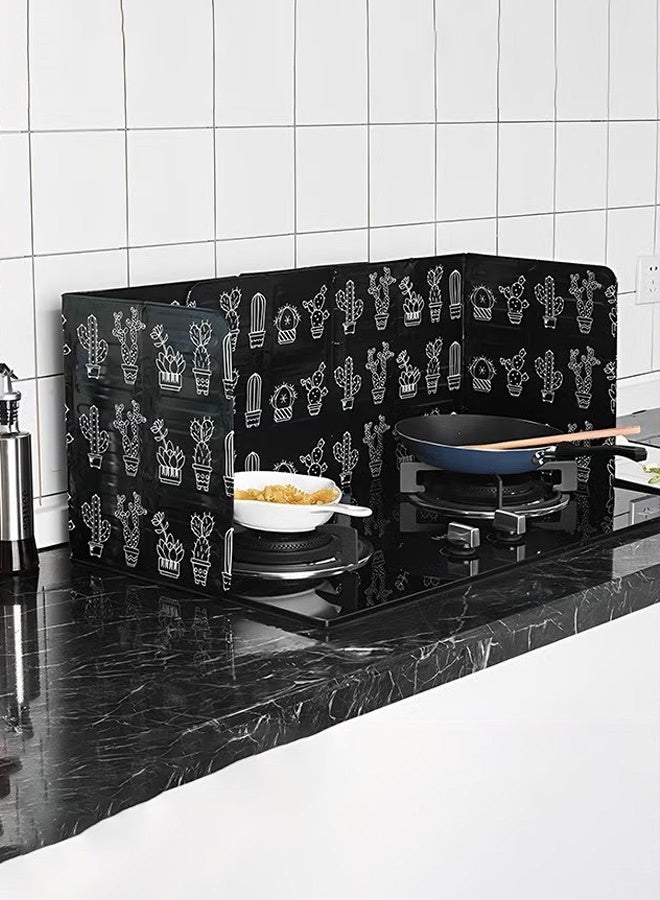 OMEVE 2-Piece Grease Splatter Guard,4 Sided Aluminum Foil Gas Stove Oil Splatter Shield,Nonstick Oil Splash Insulation Board Oil Splatter,Guard Stove Heat Insulation Board For Cooking,Black - Image 1