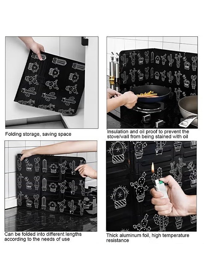 OMEVE 2-Piece Grease Splatter Guard,4 Sided Aluminum Foil Gas Stove Oil Splatter Shield,Nonstick Oil Splash Insulation Board Oil Splatter,Guard Stove Heat Insulation Board For Cooking,Black - Image 5