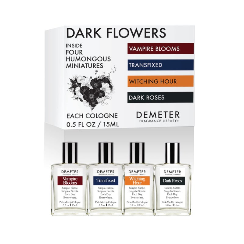 DEMETER Fragrance's Dark Flowers Humongous Miniature Set of 4 - Witching Hour - Dark Roses - Vampire Blooms - Transfixed - Perfume Sampler Set for Women - Image 1