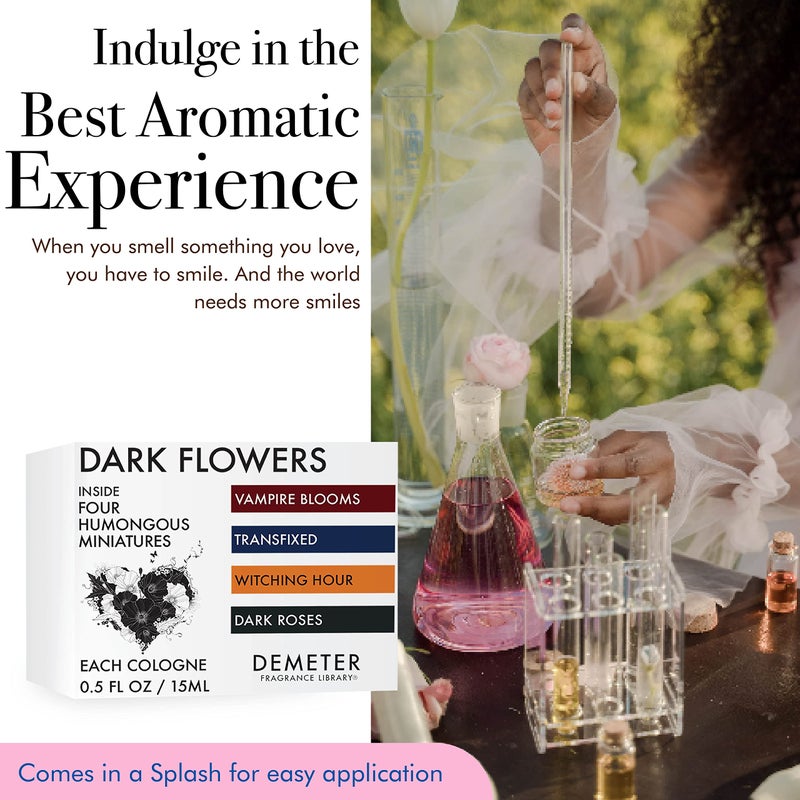 DEMETER Fragrance's Dark Flowers Humongous Miniature Set of 4 - Witching Hour - Dark Roses - Vampire Blooms - Transfixed - Perfume Sampler Set for Women - Image 4