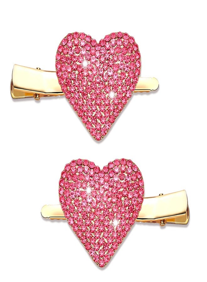 NVENF Valentine’s Day Heart Hair Clips for Women Rhinestone Glitter Enamel Hearts Hairpins Sweet Lovely Hair Barrettes Styling Hair Accessory Valentines Gift (Pink Rhinestone Heart) - Image 2
