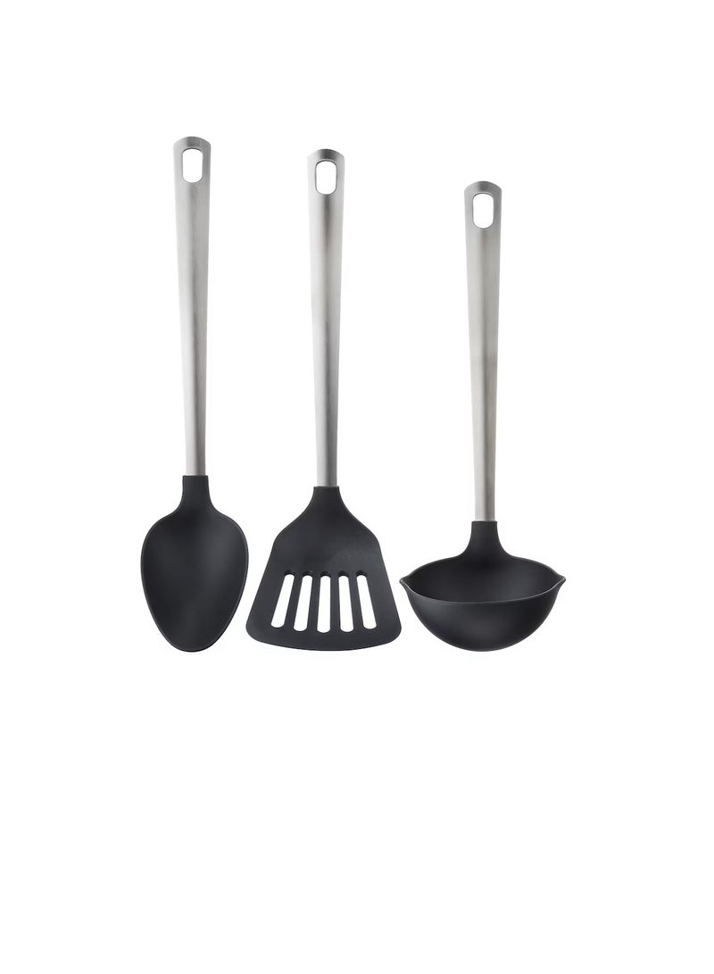 3-piece kitchen utensil set, black/stainless steel - Image 1