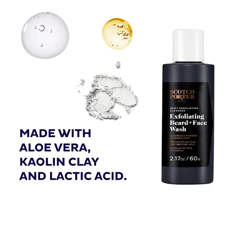 Scotch Porter Exfoliating Beard Wash & Face Cleanser for Men, Travel Friendly | Formulated with Non-Toxic Ingredients, Free of Parabens, Sulfates & Silicones | Vegan | 2.17 oz Bottle - Image 2