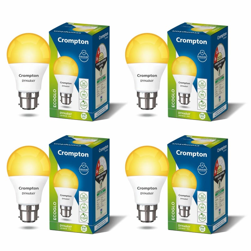 Crompton Dyna Ray 9W Round B22 LED Warm White Pack of 4 - Image 2
