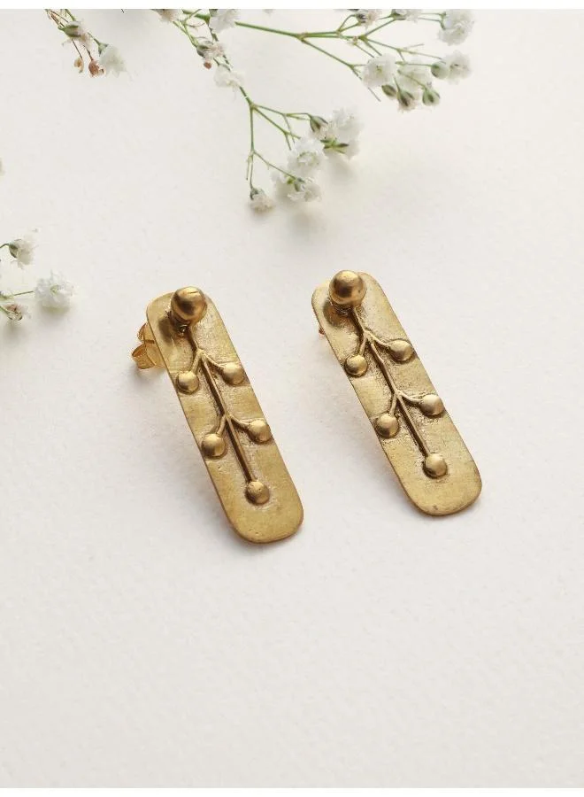 ترو برونز أقراط مستطيلة نحاسية بنقش