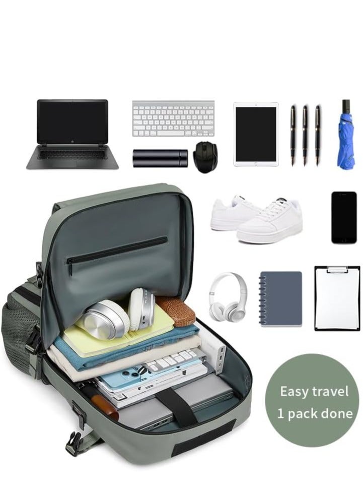 عربست 18 "حقيبة الظهر السفر، حقيبة الظهر التجارية مقاومة للماء للكمبيوتر المحمول مع حقيبة الأحذية مخفية USB ميناء الشحن، مكافحة السرقة، مقاومة للخدش، حقيبة الظهر المشي لمسافات طويلة، العودة إلى حقيبة المدرسة (الأخضر العسكري) - Image 5