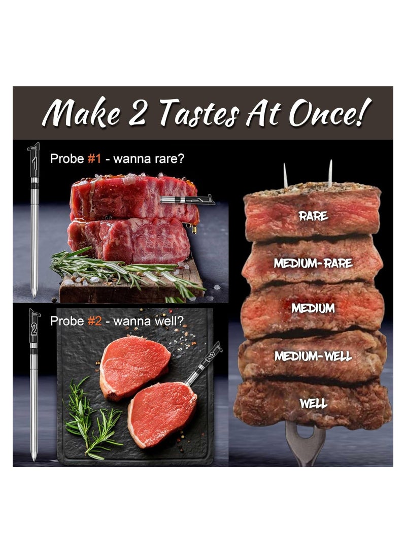 SYOSI Wireless Meat Thermometer, 2 Meat Probe Wireless Thermometer for Grilling, 195Ft Meat Thermometer Digital Wireless, Smart Meat Thermometer Wireless, BBQ Oven Grill Smoker, Meat Grill Thermometer - Image 4