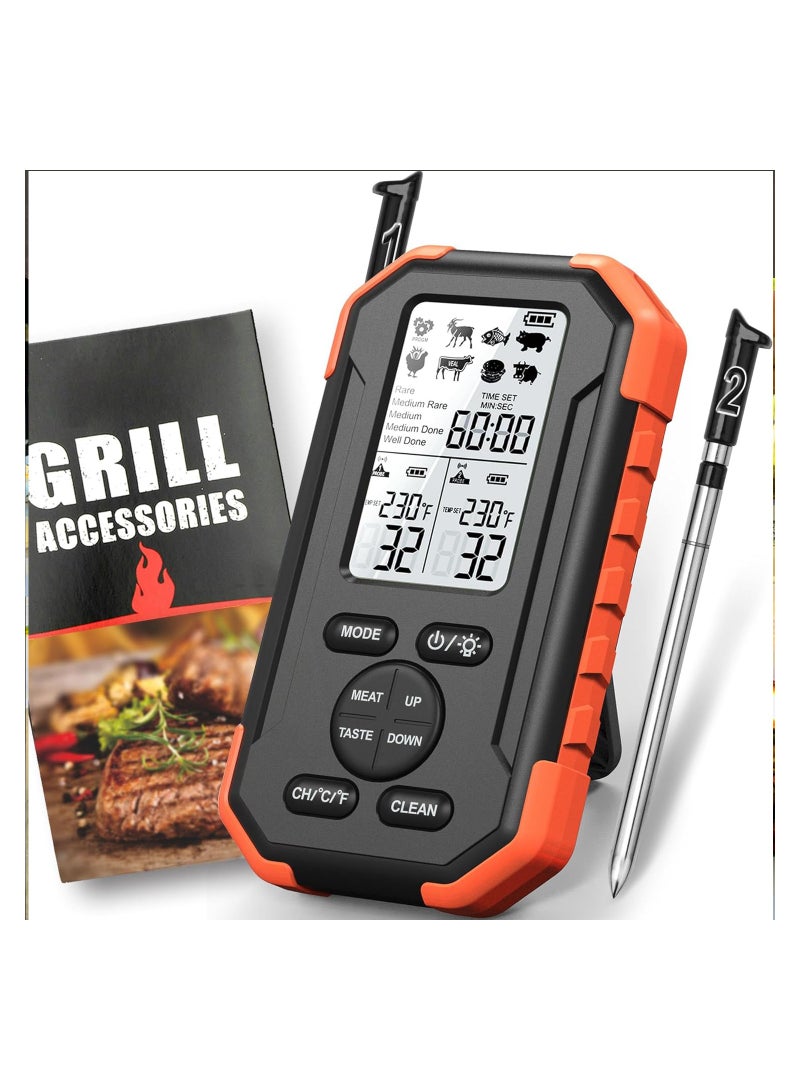 SYOSI Wireless Meat Thermometer, 2 Meat Probe Wireless Thermometer for Grilling, 195Ft Meat Thermometer Digital Wireless, Smart Meat Thermometer Wireless, BBQ Oven Grill Smoker, Meat Grill Thermometer - Image 1