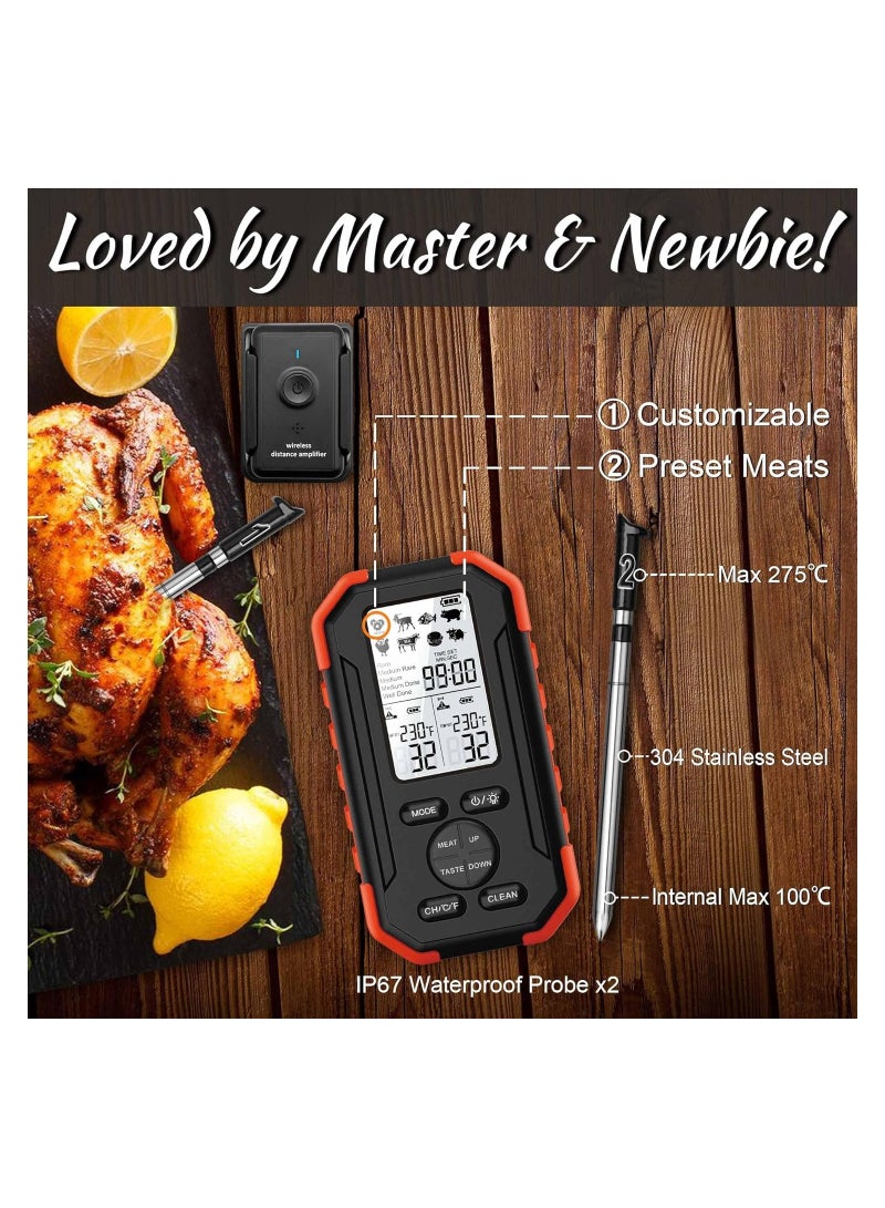 SYOSI Wireless Meat Thermometer, 2 Meat Probe Wireless Thermometer for Grilling, 195Ft Meat Thermometer Digital Wireless, Smart Meat Thermometer Wireless, BBQ Oven Grill Smoker, Meat Grill Thermometer - Image 5